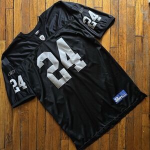 Vtg Reebok On Field Equipment Oakland Raiders #24 Charles Woodson Jersey Men 56